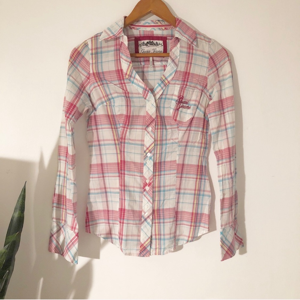 GUESS Top long sleeve plaid shirt